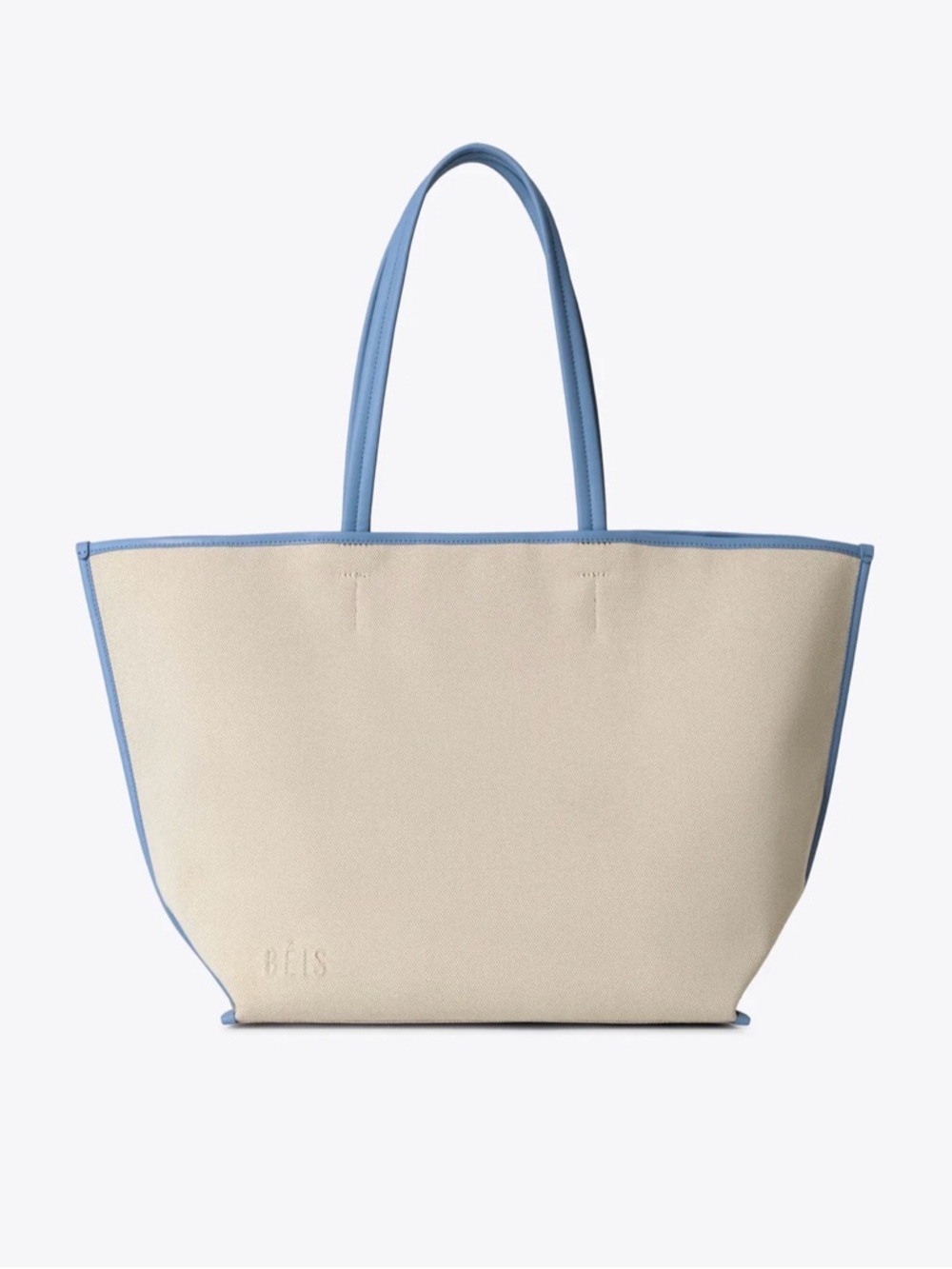 BÉIS The Canvas and Leather Tote in Dusty Blue. NWT. Limited edition